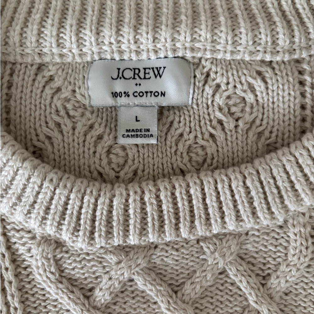 J. CREW cable-knit crewneck sweater, women’s Large - Picture 6 of 8